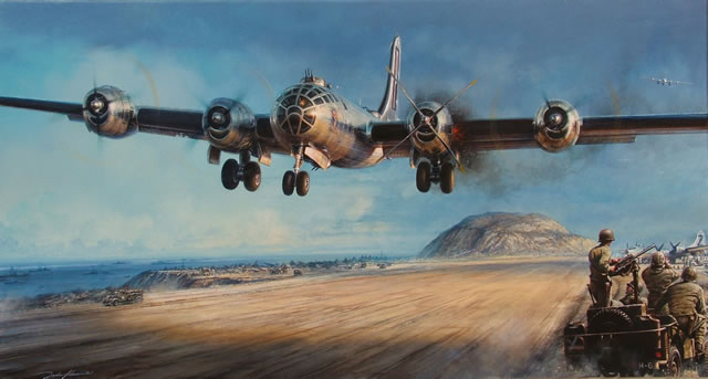 "Iwo Jima: A Hard-Won Haven" - John D. Shaw - B-29 Superfortress Art